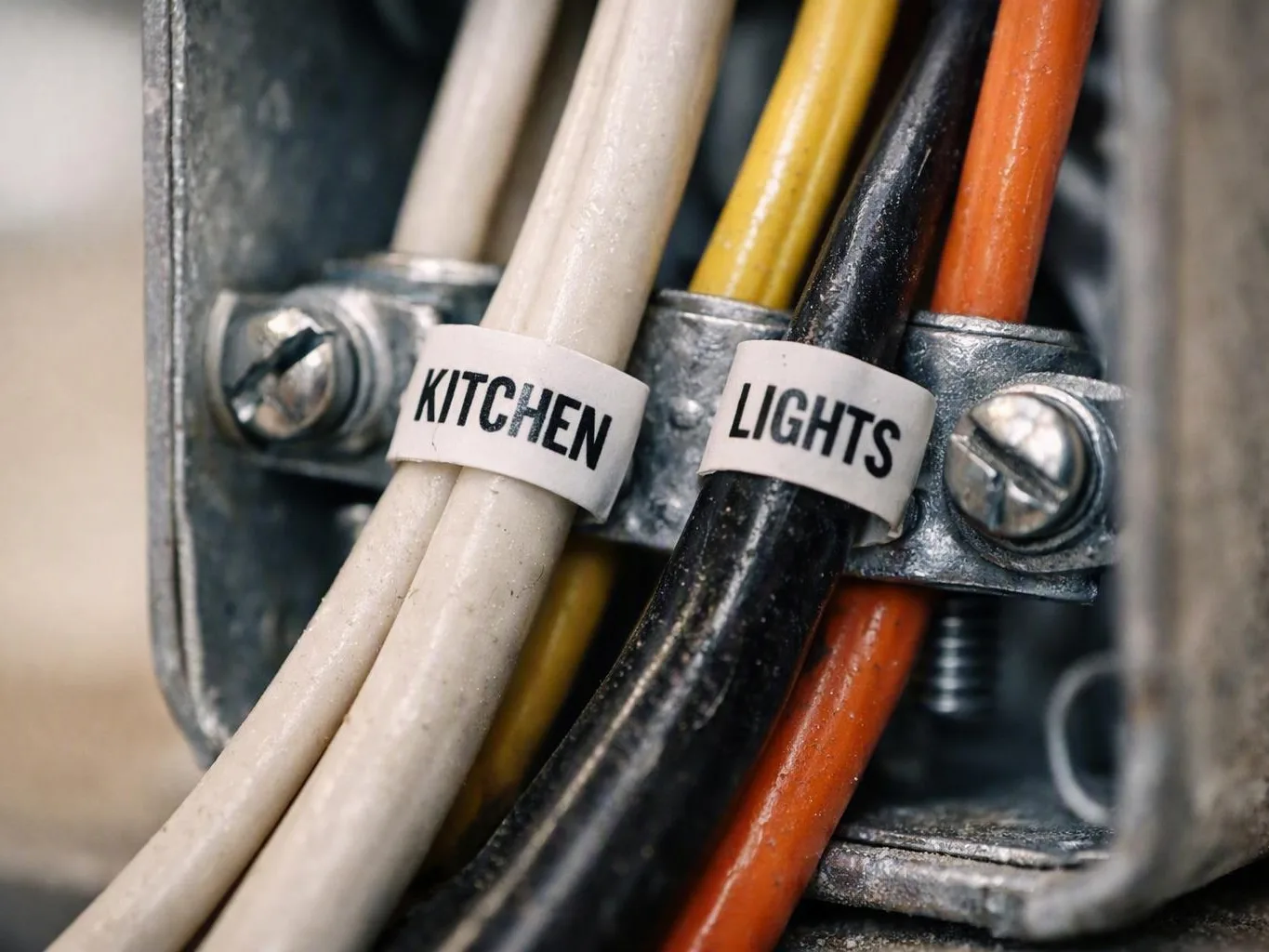 Electrician wiring a new circuit in a commercial space